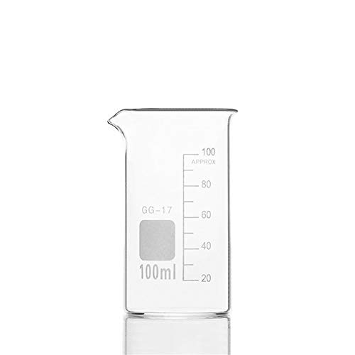 ラボ用品10個100mlガラスビーカー（化学用背の高い形）ラボスケールラボ測定肥厚した教育事務用品（容量：100ml）（100ml）